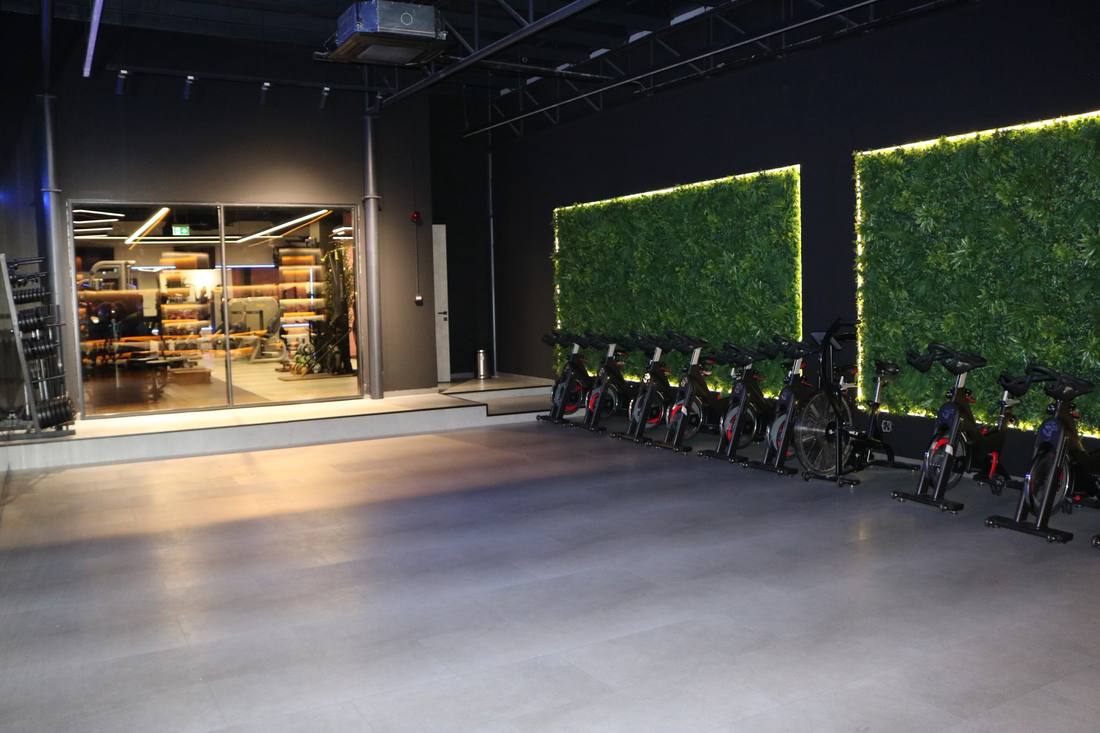 The studio with indoor cycling bikes